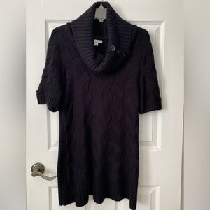 New York & Company Black Cowl Neck Short Sleeve Sweater